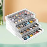 Rock Display Case ,4 Drawers Rock Collection Box 72 Grids Rock Collection Display Case Clear Crystals Display Case Gemstone Display Case Rock Case for Kids Rocks (grey)