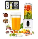 SUPERSTUD Blender Mixer Grinder | Mini Blender for Smoothies & Juices | 2-Jar Capacity (500ml*2) | 230W | 6 Blade || Type-C Charging & Battery Indicator | Auto-Stop After 40s (White)