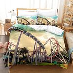 LUYAPOND Roller Coaster Bedding Double Bed Set, Luxury Soft Microfiber Bedding Set for Kids Teens Adult, 1 Quilt Cover 200x200 cm with Zipper and 2 Pillowcases 50x75 cm