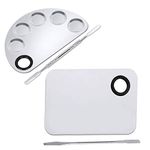 2 Pieces Cosmetic Makeup Palette, BetterJonny Stainless Steel Makeup Palette with Spatula Professional Spatula Cosmetic Tool for Nail Art Eye Shadow Eyelash Makeup