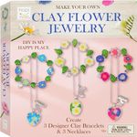 Hapinest Clay Flower Jewelry Crafting Kit - 120 PCs with Sculpting Tools, Beads, Charms, 11 Clay Colors - Create 3 Flower Friendship Bracelets and 3 Necklaces - Perfect Girls Gift Set