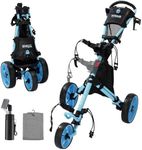 Tivor 3 Wheel Golf Push Cart, Lightweight Push Cart Golf One-Click Folding, Adjustable Height Pushcart for Golf Bags, Compact Design for Ladies, Junior Golfers