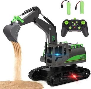 IQKidz Remote Control Excavator Toys for Boys 4-7 Yrs Old - Best Birthday for Kids 3 5 8 9 10+, Metal Shovel Construction Vehicles with Light Sound, 2.4G Rechargeable RC Tracked Digger