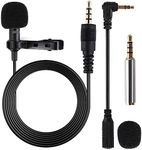 Clip on Microphone, Gyvazla 3.5mm Lavalier Lapel Omnidirectional Condenser Microphone for Phone & Android Smartphones or any other mobile device