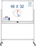 Large Rolling White Board, 48x32 in