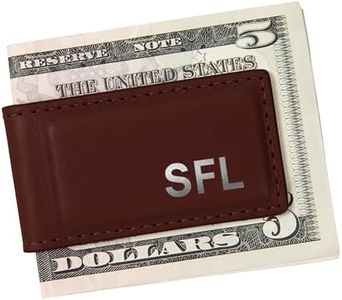 Northwind Luxury Personalized Leather Money Clip, Handmade in USA Full Grain Slim Wallet for Men with Magnetic Closure, Custom Engraved Monogram Gift for Dad, Husband, Groomsmen, Anniversary (Brown)