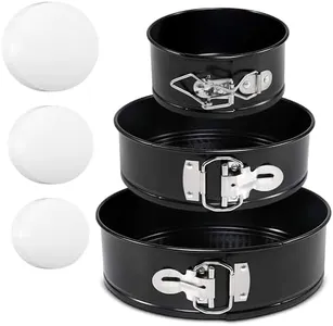 Cake Springform Pan Set of 3 (4", 7", 9") With 60 Parchment Paper - Non-Stick Round Cake Pans Sets for Baking Spring Pans for Baking Cheesecake Cake Baking Pans - Springform Cake Pan Set
