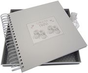 White Cotton Cards Gorgeous Twins, Card & Memory Book, Silver Booties