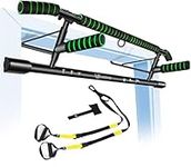 HAKENO Pull Up Bar Doorway Fitness Chin-Up Bar Frame for Home Gym Exercise with Shortened Handle Bar & Professional Training Straps Set…