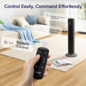 Levoit 36" Silent Bladeless Tower Fan – 23dB, 12H Timer, 90° Oscillation, Dark Gray