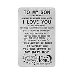 TANWIH Son Engraved Wallet Card I Love You Gifts from Mom Dad, To My Son Birthday Graduation Christmas Card Deployed Presents