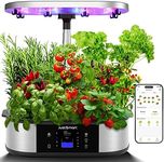 JustSmart 12 Pods Hydroponics Growing System with APP Controlled, WiFi Indoor Garden Up to 30" with 30W 120 LED Grow Light, Silent Pump System, Automatic Timer for Home Kitchen Gardening, GS1 Basic