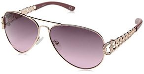 GUESS Women's Metal Aviator Sunglasses, Rgld-45, 63 mm