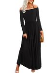 Amoretu Womens Off The Shoulder Maxi Long Dresses with Pockets Black 2XL