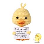 Annizhty Positive Doll Funny Duck, 3 Inch Soft Knitted Wool Duck Doll with Positive Card, Positive Gifts for Women Boys Girls Friends Party Decoration Encouragement