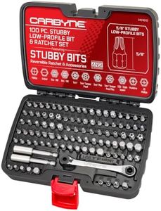 CARBYNE 100 Pc. Stubby Low-Profile Bit & Ratchet Set, 5/8 in. S2 Steel Bits