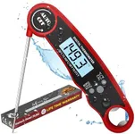 Digital Meat Thermometer for Cooking and Grilling, Instant Read Waterproof thermometers with Backlight & Auto Turn Off, LED Display & 180° Foldable Probe, Calibration for BBQ Grill & Liquids.