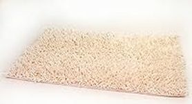DaDa Bedding Shaggy Cotton Chenille Noodle Bath Mat - Solid Minimal Color Contemporary Soft Area Carpet Rug - Bright Vibrant Vanilla Ivory White - 20" x 32"
