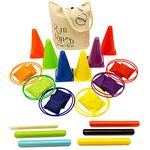 Sports Day Kit Including Cones, Bean Bags and Throwing Rings Equipment for Relay Races for Kids and Adults (4 in 1 36 piece set)