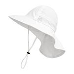 XIAOHAWANG Baby Sun Hats Toddler UPF 50+ Hat for Girl Boy Beach hat Kid Bucket Cap Infant Summer Caps Neck Flap (S(6-12 Months), White)