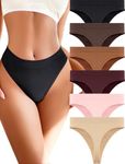 READY TO LOVE Womens Underwear Breathable Seamless Thongs 6 Pack Comfortable No Show High Waisted Thong Tangas Panties