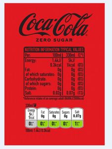 Coca-Cola Zero Sugar Soft Drink, 24 x 330ml Cans