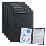 URbantin A4 Clipboard Folder,5 Pack A4 Foldable Clipboards with Pocket,A4 Clipboards Clip Board for Business,Office,School or Restaurant(Black)