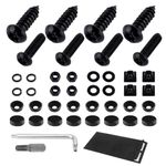 Anti Theft License Plate Screws Kits with Bolts & Fasteners Nuts,High Grade License Plate Security Screws for Fastening Front License Plate,Universal Car Accessories Exterior (Black)