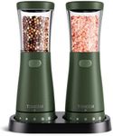 Electric Salt and Pepper Grinder Set with Storage Base, Stainless Steel Rechargeable Salt and Pepper Grinder Set with 4.5 oz Large Capacity, 1.8" Wide Mouth, Adjustable Coarseness, Ideal for Kitchen