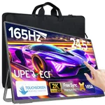 UPERFECT 165Hz Touchscreen 24.5” 2K Portable Gaming Monitor QHD 2560x1440 Large Monitor, FreeSync IPS HDR Portable Screen Mini HDMI/USB C, 3 Narrow Edge External Display w/Kickstand & VESA