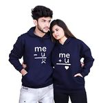 The Tee Shop Unisex Adult Cotton Hooded Neck Warm Printed King & Queen Hoodies Pullover (Dark Navy, Male - medium, Female - S) - Pack of 2