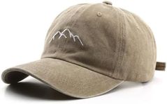 YULOONG Mens Vintage Baseball Cap Mountain Peak Embroidery Baseball Hats Retro Washed Cotton Dad Cap Womens Outdoor Sports Cap Adjustable Unisex Khaki