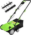 Goplus 2-in-1 Scarifier and Lawn Dethatcher, 13-Inch 12 Amp Corded Electric Dethatcher w/11 Gallon Collection Bag & 2 Removable Blades, 4-Position Height Adjustment Scarifier for Grass Garden Yard