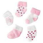 MumsLap Baby Boys & Girls Ankle Length Socks (Set Of 5 Pairs) | Socks For Newborn To 36 Months Toddlers | Infant | Kids | Cotton Blend Socks (White And Pink, 0-1 Year), Assorted