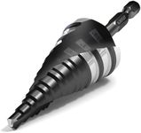 KAYGO M35 Step Drill Bit,3/16 to 1-1/8 inch Unibit Step Bit with Double Sprial Flute,1/4 -inch Hex Shank Drill Bit for Metal,Stainless Steel, Aluminum,Copper,Wood,PVC