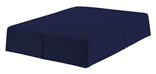 Home Beyond & HB design - Pleated Solid Bed Skirt - 16 Inches Tailored Drop Dust Ruffle - Premium Brushed Microfiber (Queen, Navy)