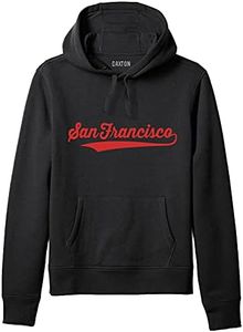 Daxton Adult Unisex Pullover USA Cities State Script Hoodie Fleece Sweatshirt, San Francisco Black Red, 2XL