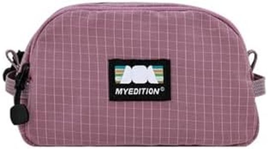 MYEDITION Makeup Bag Small Size, Lightweight Water-Resistant Nylon Cosmetic Bag Wide Opening Travel Toiletry Organizer (Lilac)