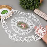 2 Pack Retro Lace Placemats French Crochet Doilies Table Placemats Handmade Embroidered Table Mats Farmhouse Placemats 12x16 inch Place Mats Cup Mat (White)