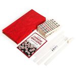 GUSTARIA Travel Mini Mahjong Set, Chinese Mahjong Tiles Set with 146 Ivory Tiles (0.8’’), 4 Racks & Red Carrying Case, Portable & Lightweight Mah-Jongg Game Set