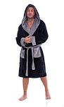 Keanu KM183-BG-LXL - Mens Contrast Hooded Gown - Black/Grey - L/XL