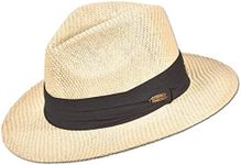 Panama Jack Mens Straw Safari Sun Hat - Lightweight, 3-Pleat Ribbon Band