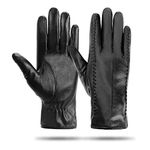 Kordear Women Leather Gloves - Winter Warm Touchscreen Gloves Ladies PU Leather Mittens Soft Fleece Lining Full Finger Winter Gloves for Women Girls Texting Driving Gifts UK