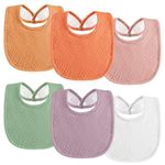 Kwelife gift Muslin Baby Bibs 6-Pack Baby Drool Bandana Bibs for Unisex Baby Girls Boys Toddlers Drooling and Teething (Square-neutral)