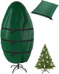 Wehhbtye Upright Christmas Tree Storage Cover - Upright Xmas Tree Bag Holds Up to 7.5FT Trees - Heavy Duty Christmas Tree Storage Container with Drawstring Hem Zipper Cinch Straps(No Stand)