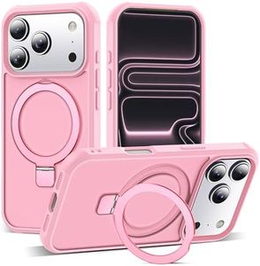 SKYLMW Compatible with iPhone 17 Pro Case with Invisible Magnetic O-Ring Stand Military-Grade Translucent Phone Case for iPhone 17 Pro 6.3" [Compatible with Mag-Safe][Great Grip Feeling], Pink