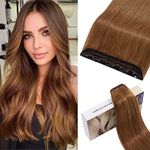 S-noilite Clip in Human Hair Extensions One Piece 3/4 Full Head Set Straight Natural Real Hair for Women Beauty (10"-40g, 6# Light Brown)