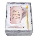 Joymaking Grandma Gifts Best Grandma Ever Coffee Mug Mothers Day Gifts for Grandma from Grandson Granddaughter, Grandchildren Birthday Christmas Gifts for Grandma, 14oz with Lid Pink