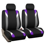 FH Group Front Set Cloth Car Seat Covers for Low Back Car Seats with Removable Headrest, Universal Fit, Airbag Compatible Seat Cover for SUV, Sedan, Van, Purple