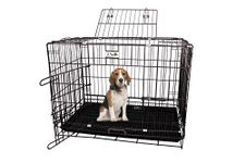 PSK PET MART Metal Cage/Crate/Kennel With Removable Tray For Dogs/Cats, 30 Inch, Black